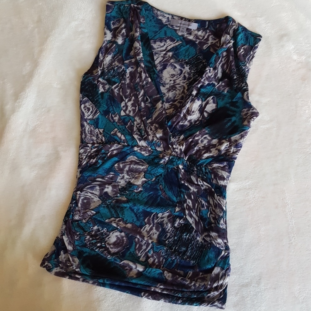 Stretchy floral silk tank